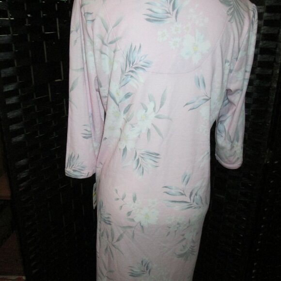 Miss Elaine Cottonessa Short Nightgown 3/4 Sleeve Botanical Pattern Pink NWT M - Picture 9 of 13